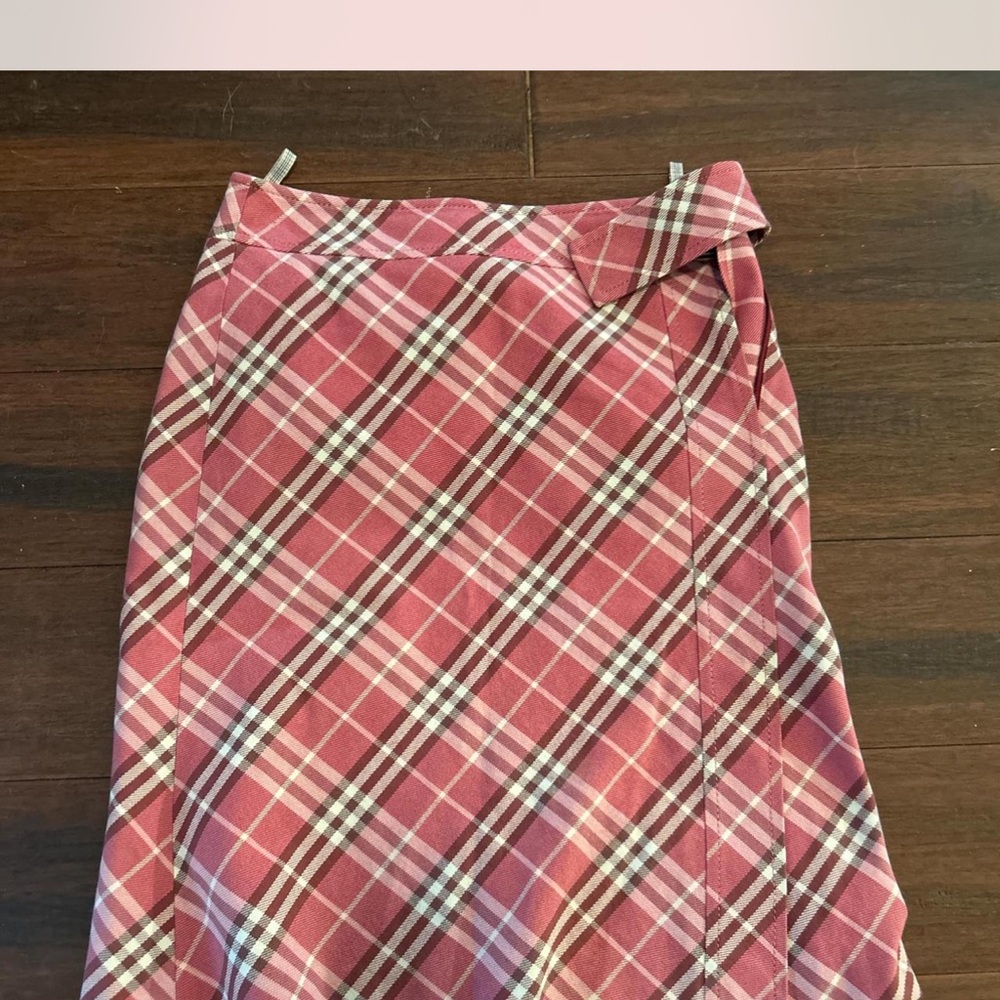 Burberry Pink Plaid Pencil Skirt